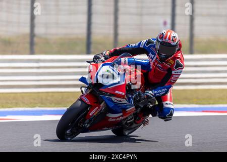 Misano, Italien. Juni 2024. Iker Lecuona (ITA) Honda CBR1000 RR-R, Team HRC während der FIM Superbike World Championship Pirelli Emilia-Romagna Round auf Misano World Circuit, Misano Adriatico, Italien am 14. Juni 2024 während der SBK - Free Training Pirelli Emilia-Romagna Round, World Superbike - SBK Rennen in Misano, Italien, 14. Juni 2024 Credit: Unabhängige Fotoagentur/Alamy Live News Stockfoto