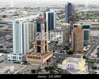 Lusail Gebäude und Skyline bei Sonnenuntergang Stockfoto