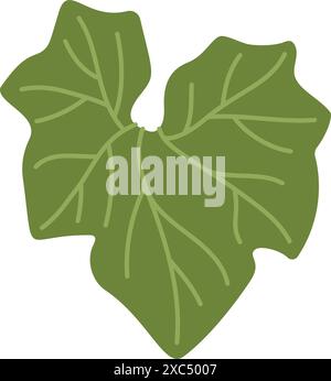 Kürbisblattpflanze. Handgezeichneter trendiger flacher Stil isoliert auf transparentem Hintergrund. Herbsternte, Thanksgiving-Konzept. Vektorabbildung Stock Vektor