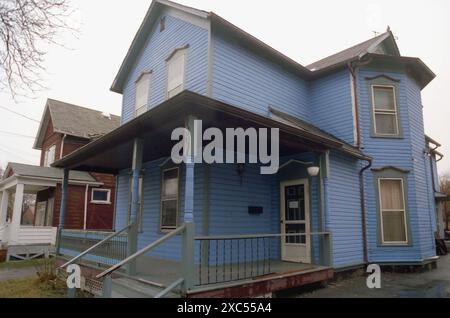 Alte Holzhäuser in Aurora, Illinois, USA, ca. 1991 Stockfoto