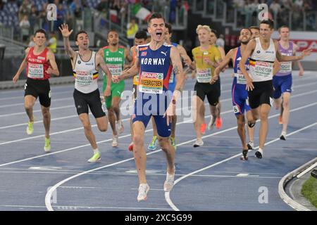 Olympiastadion, Rom, Italien. Juni 2024. 2024 Leichtathletik-Europameisterschaft, 6. Tag; Jakob INGEBRIGTSEN (NOR) tritt an den 1500 Männern während des sechsten Tages der Leichtathletik-Europameisterschaft an Credit: Action Plus Sports/Alamy Live News Stockfoto