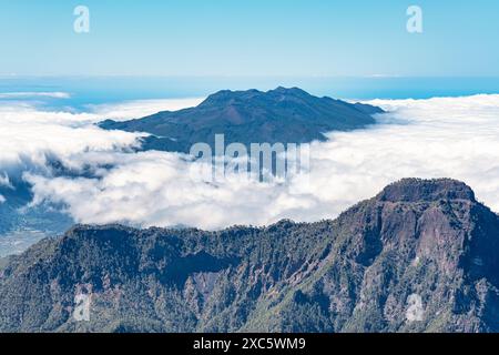Atemberaubende Aussicht von der Spitze des Roque de los Muchachos, Isla La Palma, Kanarische Inseln. Stockfoto