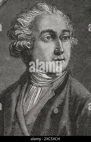 Antoine Lavoisier (Antoine-Laurent de Lavoisier (1743-1794). Französischer Chemiker. Hochformat. Zeichnung von Hippolyte de la Charlerie. Gravur. "Geschichte der Französischen Revolution". Band I, 1876. Verfasser: Hippolyte de la Charlerie (1827-1869). Belgischer Künstler. Stockfoto