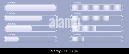 Ladebalken-Konzept. Fortschrittsdaten für Upload oder Download. Techmologiekonzept. Vektorgrafik. Stock Vektor