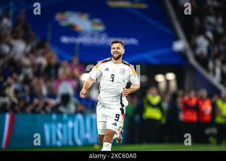 München, Deutschland. Juni 2024. München, 14. Juni 2024 MÜNCHEN, DEUTSCHLAND - 14. JUNI: Niclas Fuellkrug feiert sein Tor beim Eröffnungsspiel der UEFA Euro 2024-Meisterschaft zwischen Deutschland und Schottland am 14. Juni 2024 in München. (Foto: Dan O' Connor/ATPImages) Dan O' Connor (Dan O' Connor/ATP Images/SPP) Credit: SPP Sport Press Photo. /Alamy Live News Stockfoto