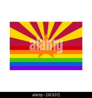 Arizona Regenbogenflagge LGBT. LGBTQ Stolz Monatsschild. Vektorvorlage für Typografie Poster, Banner, Flyer, Grußkarte usw. Stock Vektor