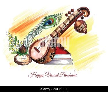 Happy vasant Panchami Feiertagskarte Hintergrund Stock Vektor