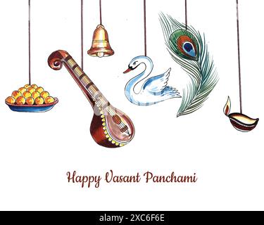 Happy vasant Panchami Feiertagskarte Hintergrund Stock Vektor