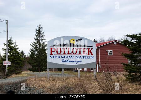 Willkommen in Potlotek in Nova Scotia, Kanada Stockfoto