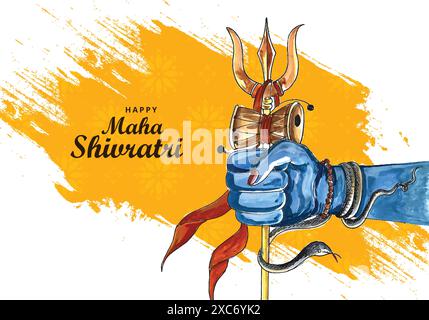 Happy maha Shivratri mit Trisulam, einem hindufest-Kartendesign Stock Vektor