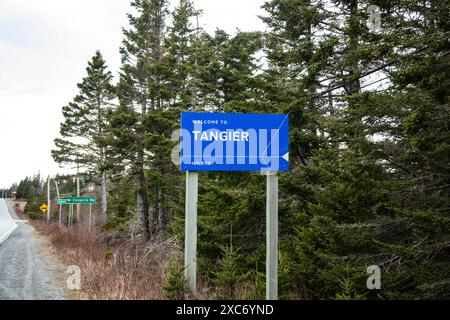 Willkommen beim Tanger-Schild auf dem Highway 7 in Nova Scotia, Kanada Stockfoto