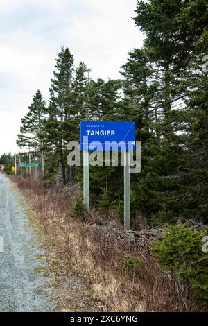 Willkommen beim Tanger-Schild auf dem Highway 7 in Nova Scotia, Kanada Stockfoto