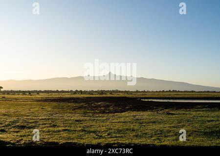 Mount Kenya Und Ol Pejeta Conservancy Bei Sonnenaufgang Stockfoto