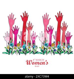 Schöne Damenhänder in Happy Womens Day Card Design Stock Vektor