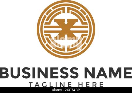 Krypto-Logo mit Buchstabe X, Krypto-Währungssymbol mit Buchstabe X für Krypto-Token und Business Stock Vektor