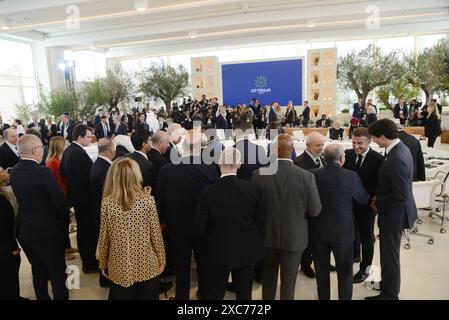 Borgo Egnaza, Italien. Juni 2024. Gipfeltreffen G7 in Borgo Egnaza, Italien. Arbeitssitzung zu Künstlichen Intelligenzen (KI), Energie, Afrika und Mittelmeer. 14.06.2024 Italien, Borgo Egnaza Foto: Aleksy Witwicki/SIPA USA Credit: SIPA USA/Alamy Live News Stockfoto