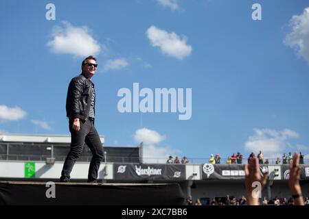 Sebastian Madsen, Sänger der Band Madsen beim Rock am Ring Festival auf der Nürburgring Rennstrecke bei Adenau am 06/2024 Stockfoto