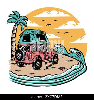 Camping am Strand Illustration Stock Vektor