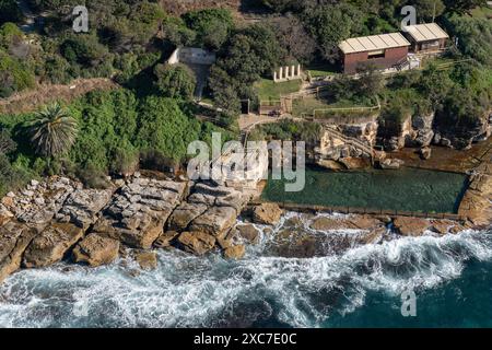 Sydney Ozean Pool von oben im Hubschrauber Stockfoto