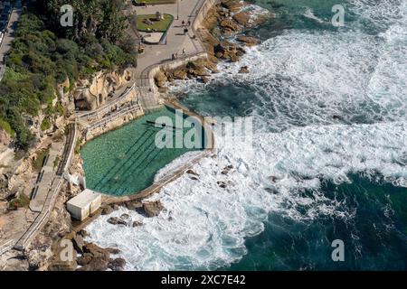 Sydney Ozean Pool von oben im Hubschrauber Stockfoto