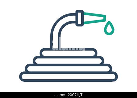 Schlauchsymbol. Symbol für Bewässerung. Liniensymbolstil. Vektordarstellung der Bewässerungselemente Stock Vektor