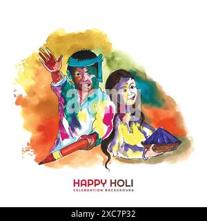Traditionelles indisches holi-Festival mit farbenfrohem Kartendesign Stock Vektor