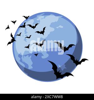 Vektor Halloween Vollmond mit fliegenden Fledermäusen Stock Vektor