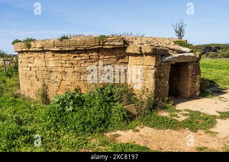 Etruskische Grabstätte in der Nekropole von San Cerbone, Archäologischer Park von Baratti und Populonia, Golf von Baratti, Provinz Livorno, Toskana, Italien Stockfoto