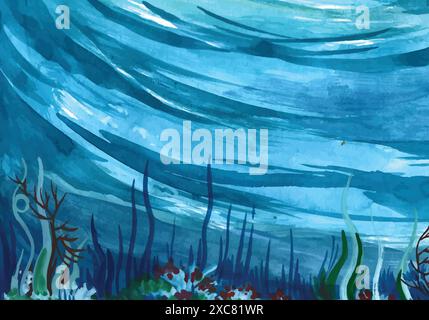 Hand gezeichnet Welt Ozeane Tag Konzept Aquarell Hintergrund Stock Vektor