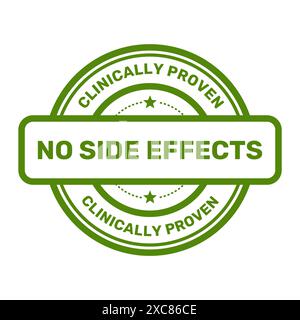 Keine Nebenwirkungen Stempel, sicheres Produkt, Medizin und Nahrungsergänzungsmittel, keine Nachwirkungen Dichtung, Vektor Stock Vektor