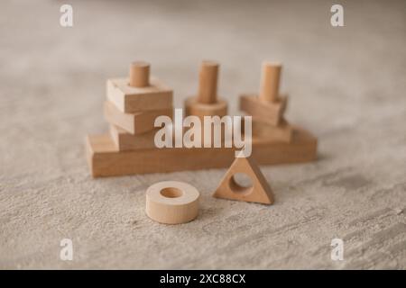 Holzspielzeugsortierer mit geometrischen Formen für die Entwicklung von Kindern Stockfoto