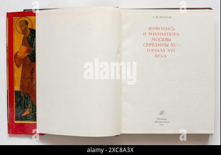 Malerei und Miniatur Moskaus von der Mitte des 15. Bis Anfang des 16. Jahrhunderts von Popow, erstmals 1975 in der UdSSR veröffentlicht. Stockfoto