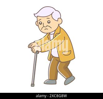 Ein alter Mann mit einem Crane Comic-Zeichenstil isoliert Stock Vektor