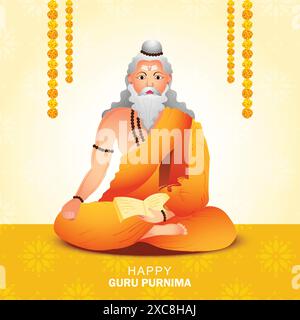 Happy Guru Purnima Indian Festival Karte Hintergrund Stock Vektor