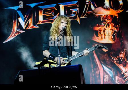 Dave Mustaine von Megadeth trat beim Release Athens Festival in Plateia Nerou/Griechenland auf, Juni 2024 Stockfoto