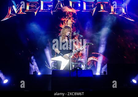 Dave Mustaine von Megadeth trat beim Release Athens Festival in Plateia Nerou/Griechenland auf, Juni 2024 Stockfoto