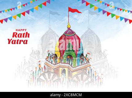 Illustration von Lord jagannath rath Yatra Festival Feier Hintergrund Stock Vektor