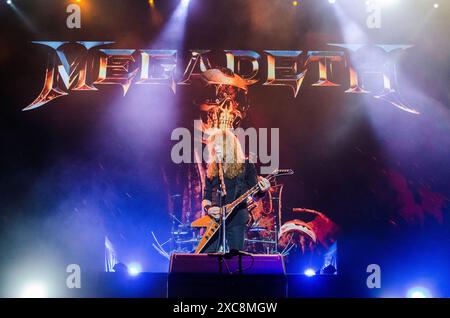 Dave Mustaine von Megadeth trat beim Release Athens Festival in Plateia Nerou/Griechenland auf, Juni 2024 Stockfoto