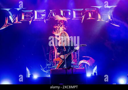 Dave Mustaine von Megadeth trat beim Release Athens Festival in Plateia Nerou/Griechenland auf, Juni 2024 Stockfoto