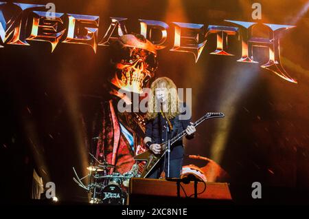 Dave Mustaine von Megadeth trat beim Release Athens Festival in Plateia Nerou/Griechenland auf, Juni 2024 Stockfoto