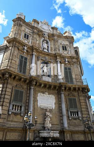 Sicily Villena Square, Quattro Canti in Palermo, Italien. Stockfoto