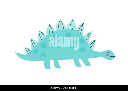 Stegosaurus Dinosaurier isolierte Vektorillustration auf weißem Hintergrund. Niedliches Kindertier für Poster, Druck für Kleidung, Textil, Kinderzimmer Design, s Stock Vektor