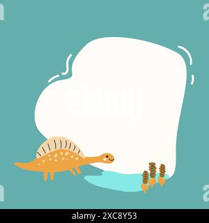 Niedlicher Baby-Dinosaurier-Hintergrund, kindlicher Rahmen für Kinder-Design. Kinder mit niedlichen Tieren Hintergrund. Kann für Cover Design, Fotorahmen, Gruß ca. Stock Vektor