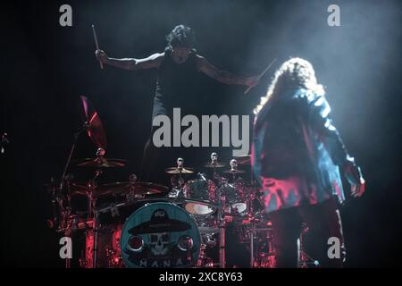Maná Auftritt im Palau Sant Jordi, Barcelona 09. Juni 2024. Fotograf: Ale Espaliat Stockfoto