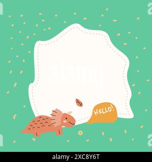 Niedlicher Baby-Dinosaurier-Hintergrund, kindlicher Rahmen für Kinder-Design. Kinder mit niedlichen Tieren Hintergrund. Kann für Cover Design, Fotorahmen, Gruß ca. Stock Vektor