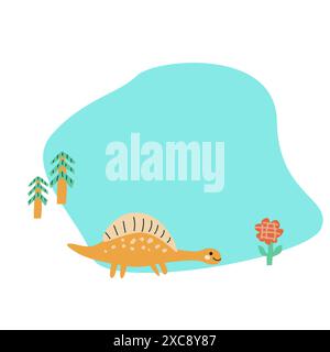 Niedlicher Baby-Dinosaurier-Hintergrund, kindlicher Rahmen für Kinder-Design. Kinder mit niedlichen Tieren Hintergrund. Kann für Cover Design, Fotorahmen, Gruß ca. Stock Vektor