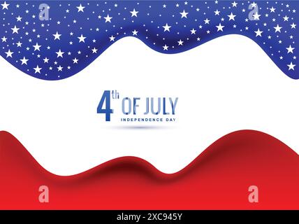 Wunderschöne Flagge des amerikanischen Unabhängigkeitstages am 4. juli auf Wellendesign Stock Vektor