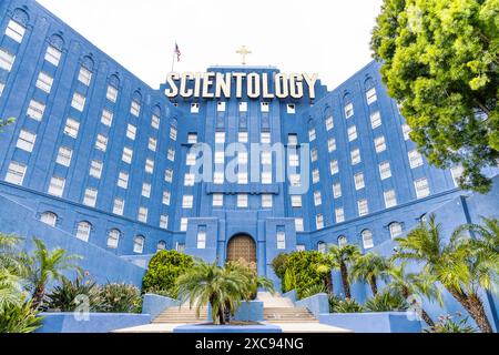 Das Hauptquartier der Scientology Kirche an der Westküste im ehemaligen Cedars of Lebanon Hospital, Los Angeles, Kalifornien, USA Stockfoto