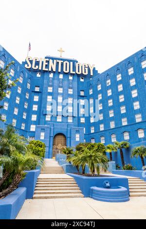 Das Hauptquartier der Scientology Kirche an der Westküste im ehemaligen Cedars of Lebanon Hospital, Los Angeles, Kalifornien, USA Stockfoto