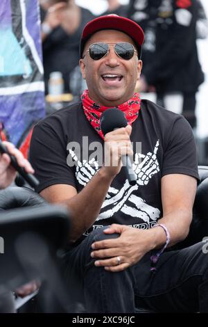 Leicestershire, Großbritannien. Samstag, 15. Juni 2024. Tom Morello fotografierte 2024 beim Download Festival im Donington Park. Download ist das größte Rock and Metal Festival in Großbritannien mit einer Kapazität von 75.000 Personen. Quelle: Katie Collins/EMPICS/Alamy Live News Stockfoto